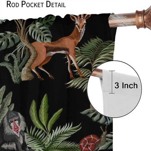Animal Kids Curtains, Jungle Safari Wildlife Print Pattern, Boys Girls Bedroom Living Room Blackout Curtains42X45 Inch, Style-5 in Saudi Arabia