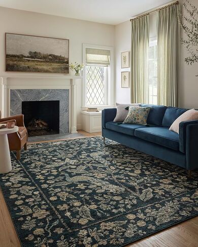 Loloi Rifle Paper Co. x Laurel Navy 5'-3" x 7'-8" Area Rug in Saudi Arabia