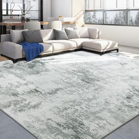 BALAPET 10x14 ft Modern Abstract Area Rug for Living Room Bedroom, Large Machine Washable Floor Carpet with Non-Slip Backing for Indoor Office Dining Room, Boho Home Deco Non-Shedding, Grey in Saudi Arabia