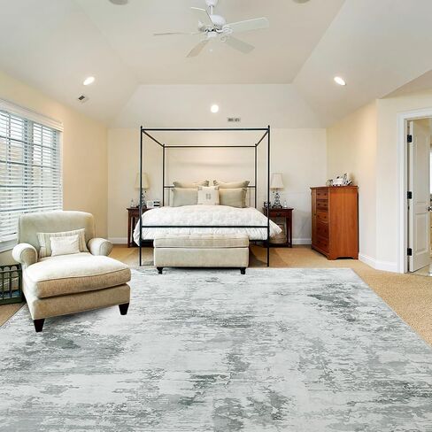 BALAPET 10x14 ft Modern Abstract Area Rug for Living Room Bedroom, Large Machine Washable Floor Carpet with Non-Slip Backing for Indoor Office Dining Room, Boho Home Deco Non-Shedding, Grey in Saudi Arabia