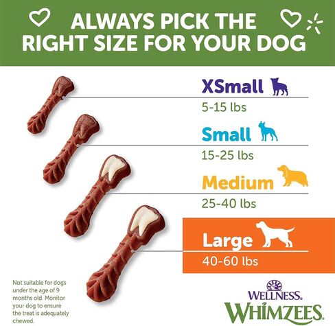 WHIMZEES من Wellness Brushing Dental Chews للكلاب، خالية من الحبوب، مكافآت طويلة الأمد، تنعش التنفس من السلالات المتوسطة، 12 قطعة in Kuwait