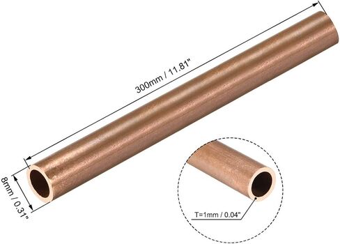 uxcell Copper Round Tube, 6mm OD 1mm Wall Thickness 300mm Long Straight Pipe Tubing in Kuwait