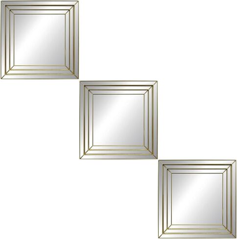 Cute Wall Mirror with Triply Square-Shaped Set of 3 Mini Wall Hanging Mirror Boho Home Decor for Apartment Living Room，Bedroom&Bathroom Ideas in Saudi Arabia
