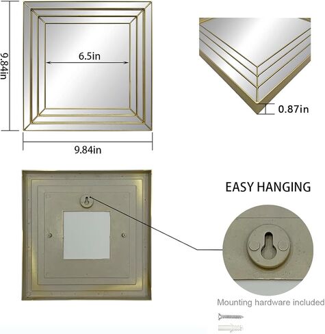 Cute Wall Mirror with Triply Square-Shaped Set of 3 Mini Wall Hanging Mirror Boho Home Decor for Apartment Living Room，Bedroom&Bathroom Ideas in Saudi Arabia