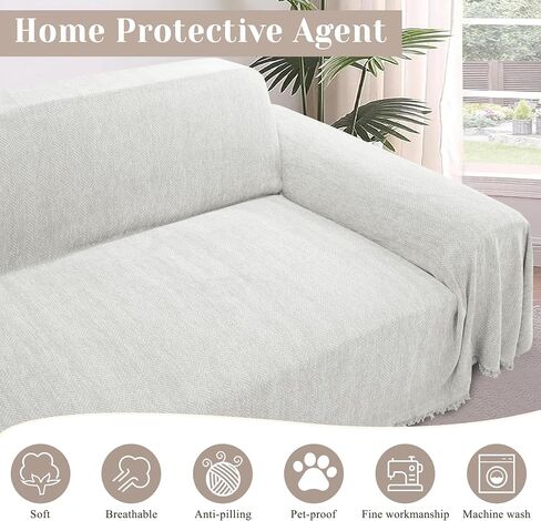 ALIECOM Corner Sectional Couch Covers L Shape Sofa Cover with Tassel Chenille Soft Thick U Shaped Sectional Slipcovers Washable Furniture Protector for Pets Dogs Cats (Grey, 91x251 Inch) in Saudi Arabia
