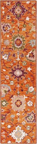 SAFAVIEH Aspen Collection Runner Rug - 2'3" x 9', Rust & Green, Handmade Boho Wool, Ideal for High Traffic Areas in Living Room, Bedroom (APN148P) in Saudi Arabia