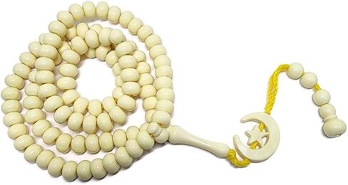 Islam Prayer Tasbih 99 Beads AMN-303 Muslim 8 mm. Rosary Bead Moon Star Decorated Tassels Haj Eid Ramadan Gift (Red_02) in Kuwait