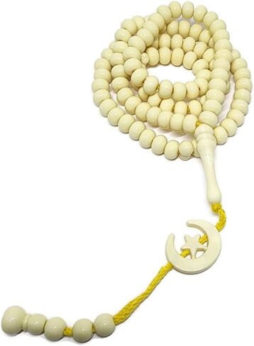 Islam Prayer Tasbih 99 Beads AMN-303 Muslim 8 mm. Rosary Bead Moon Star Decorated Tassels Haj Eid Ramadan Gift (Red_02) in Kuwait