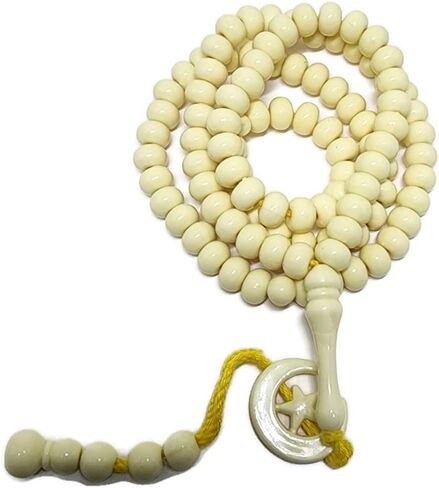 Islam Prayer Tasbih 99 Beads AMN-303 Muslim 8 mm. Rosary Bead Moon Star Decorated Tassels Haj Eid Ramadan Gift (Red_02) in Kuwait