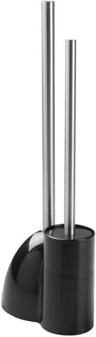 iDesign Plastic Toilet Bowl Plunger Set, Slim Compact Combo, 7.5" x 6" x 19", White and Brushed Stainless Steel in Saudi Arabia
