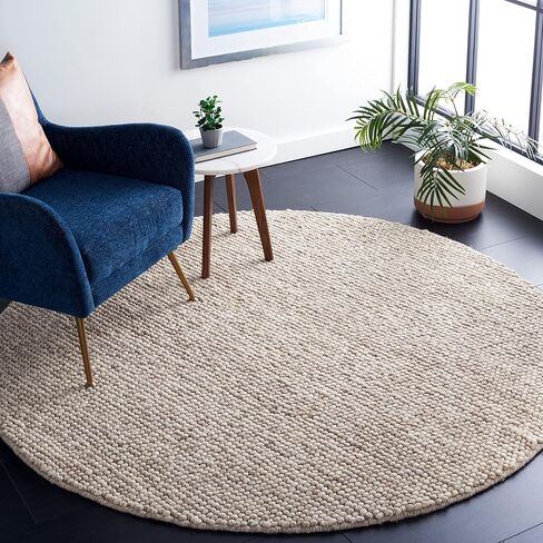 SAFAVIEH Natura Collection 6' Round Beige NAT620B Handmade Wool Entryway Foyer Living Room Bedroom Area Rug in Saudi Arabia