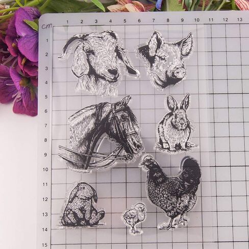 4.1 by 5.9 Inches Pig Cow Sheep Clear Rubber Stamps for Scrapbooking Card Making Christmas Craft Stamps in Saudi Arabia