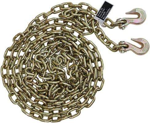 BoxerTool 5/16 "سلسلة نقل مع خطاف أمان Clevis 8 أقدام WLL 4,700 LBS G70 سلسلة سحب شديدة التحمل، معدات ربط - خطافان in Kuwait
