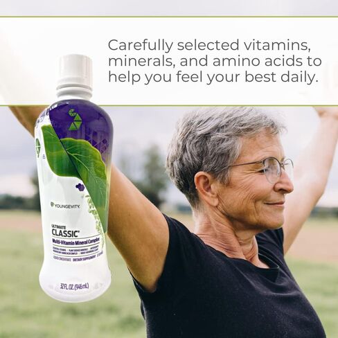 Youngevity Ultimate Classic® - Mega Multi-Vitamin & Mineral Complex - 16 Vitamins, 70+ Minerals, 12+ Amino Acids, Grape Seed, CoQ10, and More - Highly Absorbable Liquid (32 Fl Oz - Pack of 1) in Kuwait