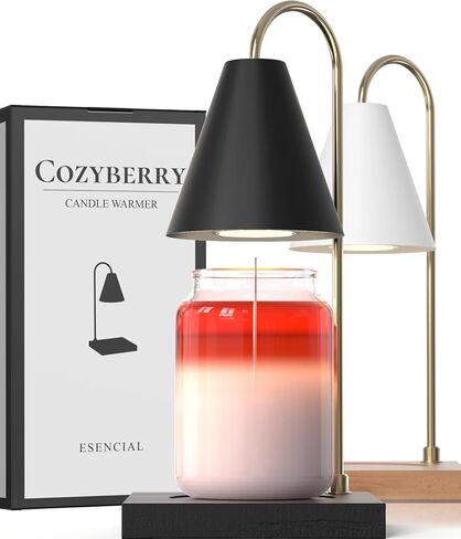 مصباح تسخين الشموع الزجاجي من Cozyberry®، متوافق مع مرطبان يانكي كاندل الكبير، مصباح شمعة، مذيب شموع قابل للتعتيم ومؤقت للشموع، ذوبان الشمع، شموع برطمان صغيرة وكبيرة الحجم (أسطوانة، مؤقت تلقائي) in Kuwait