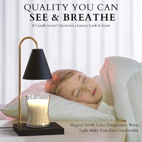 مصباح تسخين الشموع الزجاجي من Cozyberry®، متوافق مع مرطبان يانكي كاندل الكبير، مصباح شمعة، مذيب شموع قابل للتعتيم ومؤقت للشموع، ذوبان الشمع، شموع برطمان صغيرة وكبيرة الحجم (أسطوانة، مؤقت تلقائي) in Kuwait