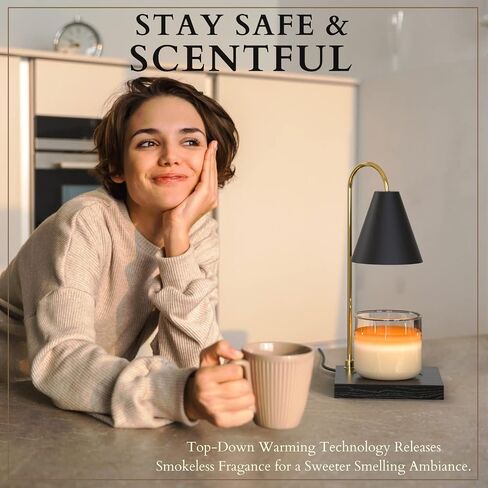 مصباح تسخين الشموع الزجاجي من Cozyberry®، متوافق مع مرطبان يانكي كاندل الكبير، مصباح شمعة، مذيب شموع قابل للتعتيم ومؤقت للشموع، ذوبان الشمع، شموع برطمان صغيرة وكبيرة الحجم (أسطوانة، مؤقت تلقائي) in Kuwait
