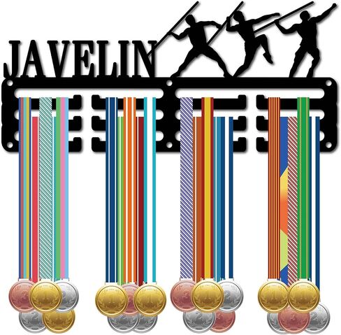 CREATCABIN Javelin ميدالية حامل Javelin Medal Hanger عرض رف رياضي معدني معلق جوائز حديد صغير جبل ديكور للنساء الرجال جدار المنزل شارة تشغيل ميدالية هدية عيد الميلاد الأسود 11.4 × 5.1 بوصة in Saudi Arabia