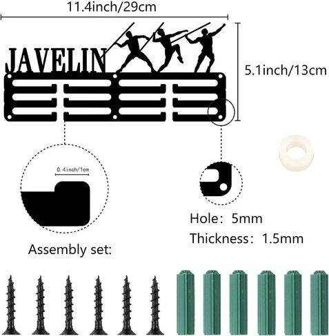 CREATCABIN Javelin ميدالية حامل Javelin Medal Hanger عرض رف رياضي معدني معلق جوائز حديد صغير جبل ديكور للنساء الرجال جدار المنزل شارة تشغيل ميدالية هدية عيد الميلاد الأسود 11.4 × 5.1 بوصة in Saudi Arabia