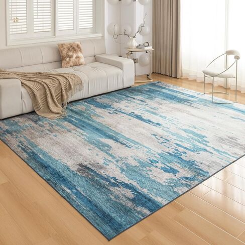 OMERAI Rug 5x7 Area Rug for Bedroom Washable Rug for Living Room Kitchen Dining Room Rugs Non-slip Home Decor Carpet Faux Wool Rug Large Modern Art Ultra Soft Blue Area Rug-Navy Hushed in Saudi Arabia