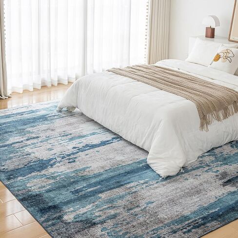 OMERAI Rug 5x7 Area Rug for Bedroom Washable Rug for Living Room Kitchen Dining Room Rugs Non-slip Home Decor Carpet Faux Wool Rug Large Modern Art Ultra Soft Blue Area Rug-Navy Hushed in Saudi Arabia