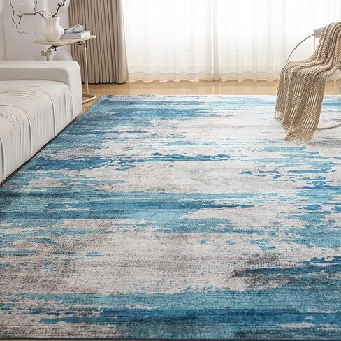 OMERAI Rug 5x7 Area Rug for Bedroom Washable Rug for Living Room Kitchen Dining Room Rugs Non-slip Home Decor Carpet Faux Wool Rug Large Modern Art Ultra Soft Blue Area Rug-Navy Hushed in Saudi Arabia