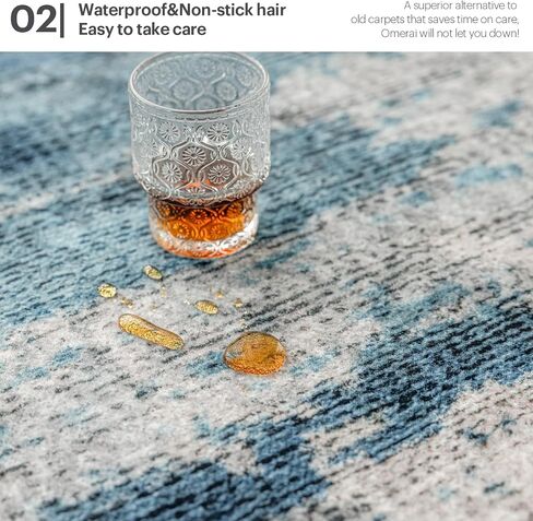 OMERAI Rug 5x7 Area Rug for Bedroom Washable Rug for Living Room Kitchen Dining Room Rugs Non-slip Home Decor Carpet Faux Wool Rug Large Modern Art Ultra Soft Blue Area Rug-Navy Hushed in Saudi Arabia