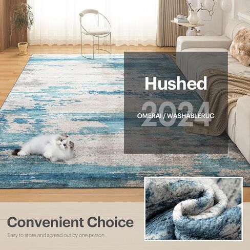 OMERAI Rug 5x7 Area Rug for Bedroom Washable Rug for Living Room Kitchen Dining Room Rugs Non-slip Home Decor Carpet Faux Wool Rug Large Modern Art Ultra Soft Blue Area Rug-Navy Hushed in Saudi Arabia