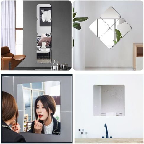 XZJMY 3 Pack Self Adhesive Acrylic Mirror,7.8 x 11.8 Inch Non Glass Mirror Tiles,Plastic Mirror Sheets Wall Stickers,2MM Thick Mirror,Frameless Small Mirror for Home Wall Decor in Saudi Arabia