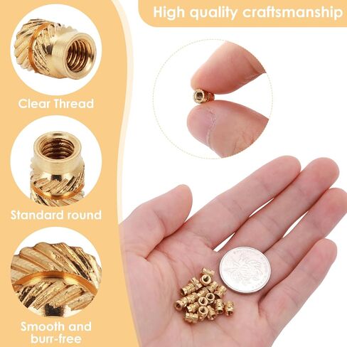 100Pcs 3D Printing Brass Nuts, M3 Threaded Inserts M3 Heat Set Threaded Inserts for 3D Printing Components Knurled Brass Nuts Heat-Set Embedment Nut Female Thread Knurled Nuts (M3x4.6x5.7mm) in Saudi Arabia