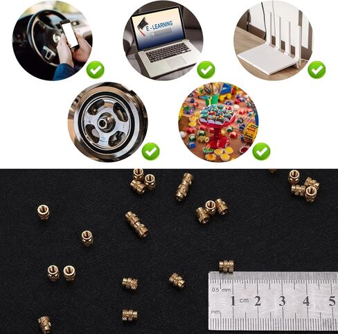 100Pcs 3D Printing Brass Nuts, M3 Threaded Inserts M3 Heat Set Threaded Inserts for 3D Printing Components Knurled Brass Nuts Heat-Set Embedment Nut Female Thread Knurled Nuts (M3x4.6x5.7mm) in Saudi Arabia