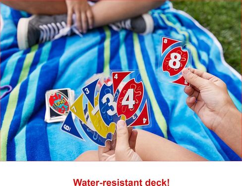 Mattel Games UNO Flip Splash Matching Card Game Featuring 112 Water Resistant 2-Sided Cards, Game Night, Gift Ages 7 Years & Older in Saudi Arabia