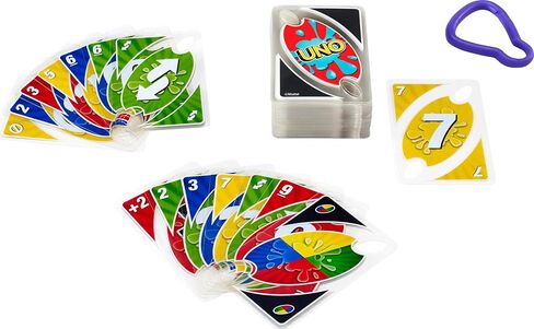 Mattel Games UNO Flip Splash Matching Card Game Featuring 112 Water Resistant 2-Sided Cards, Game Night, Gift Ages 7 Years & Older in Saudi Arabia