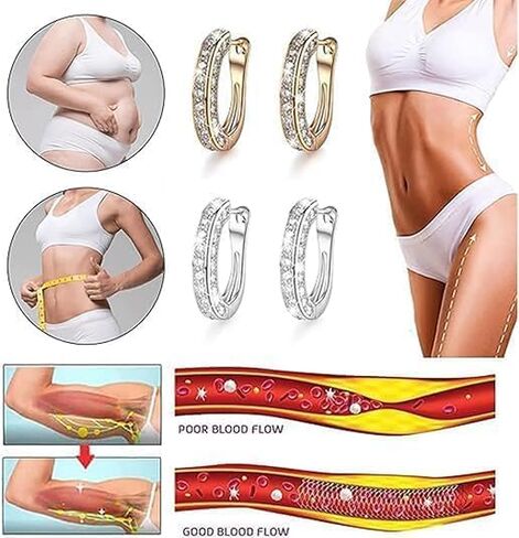 Lymphatic Earrings, Lymph Flow Magnetogen Earrings Flysmus Halolux Lymphvity Magnetotherapy Germanium Drainage Acupuncture Hoop Earrings Fashion Jewelry Gift For Women in Kuwait