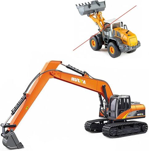 Gemini&Genius Long Reach Excavator Toys, Heavy Duty Digger Construction Vehicle Toys 1:50 Scale Diecast-13 Inches Length- Metal Engineering Sandbox Car Toys for Kids(Yellow) in Saudi Arabia