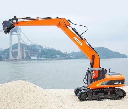 Gemini&Genius Long Reach Excavator Toys, Heavy Duty Digger Construction Vehicle Toys 1:50 Scale Diecast-13 Inches Length- Metal Engineering Sandbox Car Toys for Kids(Yellow) in Saudi Arabia