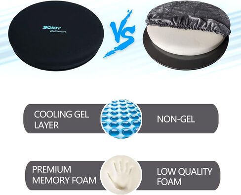وسادة مقعد Sojoy iGelComfort الفاخرة من الجل الدوارة تتميز بإسفنج الذاكرة (15.5X15.5X2.5)... in Kuwait