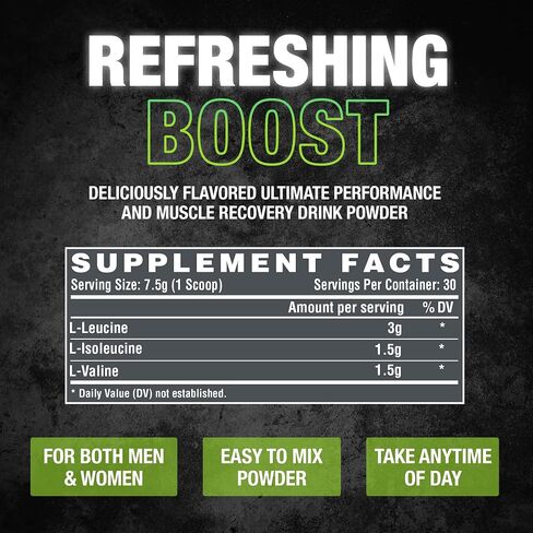 أبحاث نوتريكس - مسحوق BCAA 6000 حمض أميني - 6 جرام من مكملات الأحماض الأمينية BCAAs للتعافي بعد التمرين ونمو العضلات - مشروب استعادة الطاقة الأمينية (التفاح الأخضر - 30 حصة) in Kuwait