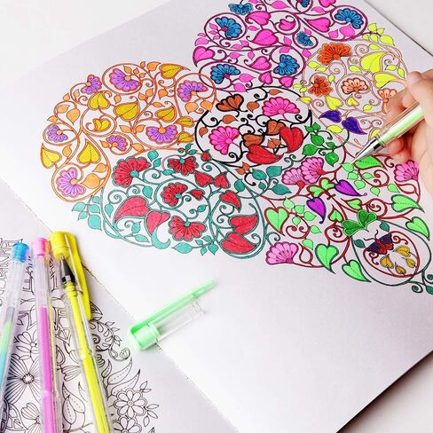 Tanmit 100 Coloring Gel Pens Set for Adults Coloring Books- Gel Colored Pen for Drawing, Writing & Unique Colors Including Glitter, Neon, Standard, Symhony, Milky & Metallic in Saudi Arabia