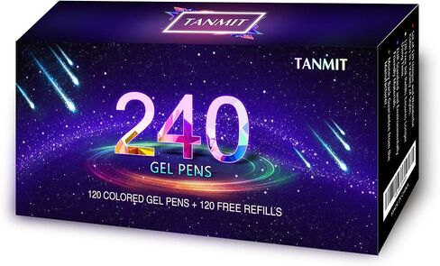 Tanmit 100 Coloring Gel Pens Set for Adults Coloring Books- Gel Colored Pen for Drawing, Writing & Unique Colors Including Glitter, Neon, Standard, Symhony, Milky & Metallic in Saudi Arabia