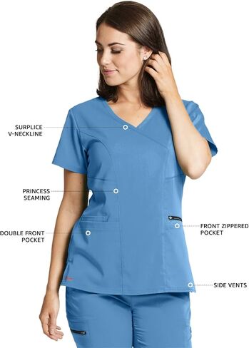 Grey's Anatomy Spandex-Stretch Kim Top for Women- Easy Care Medical Scrub Top in Saudi Arabia