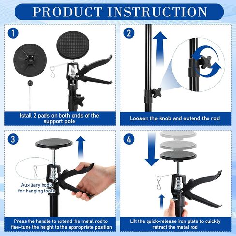 8 Pcs Third Hand Tool System 2 Size Cabinet Jack Lift Set, 45.3"-114.2", 19.7"-45.3" Adjustable Steel Telescopic Support Rod 3rd Hand Support System with Storage Bag, Support up to 66lb (Black) in Saudi Arabia