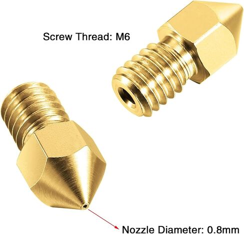 0.8MM MK8 Ender 3 Brass Nozzles 20pcs with 3 Needles for 3D Printer Extruder - Compatible with MK8/CR-8/CR-10/Ender 3/Ender 3S/5/6 (0.8MM) in Saudi Arabia
