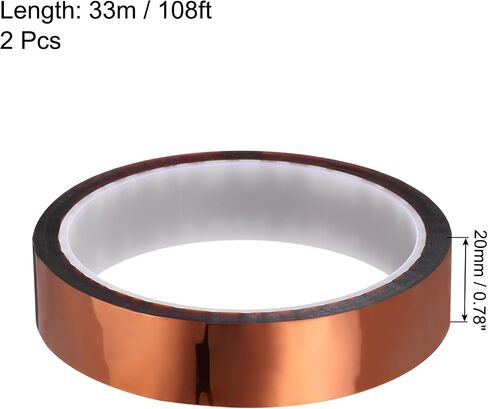 uxcell Heat Tape, 2 Pack 20mmx33m 108ft High Temperature Heat Resistant Tape for Sublimation,Heat Press,Heat Transfer, Soldering, Circuit Board in Saudi Arabia