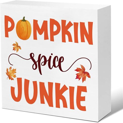 Fall Home Decor Autumn Gnome Pumpkin Wood Plaque Block Sign Fall Decorations for Desk Table Shelf 5 X 5 Inches in Saudi Arabia