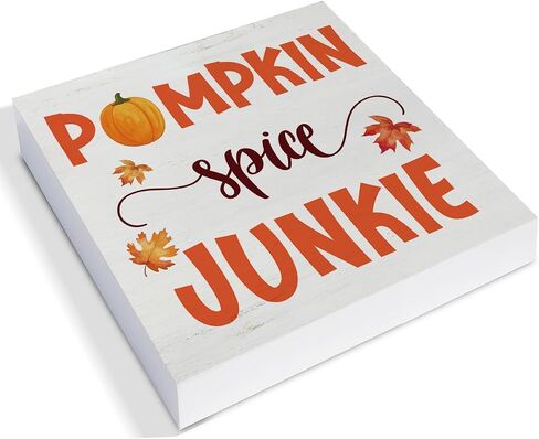 Fall Home Decor Autumn Gnome Pumpkin Wood Plaque Block Sign Fall Decorations for Desk Table Shelf 5 X 5 Inches in Saudi Arabia