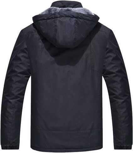 Men's Mountain Ski Jacket Waterproof Fleece Liner Snow Coat Warm Winter Windproof Hooded Raincoat in Kuwait