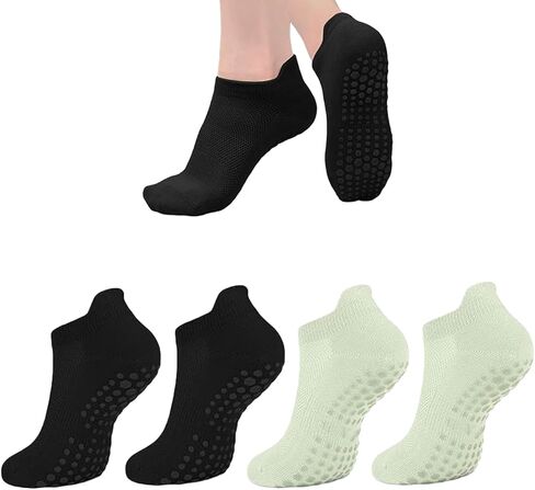 2 Pairs Pilates Socks Yoga Socks Athletic Socks Non-Slip With Grips for Women Pilates, Pure Barre, Pregnant, Barre Ballet Barefoot Workout Hospital in Kuwait