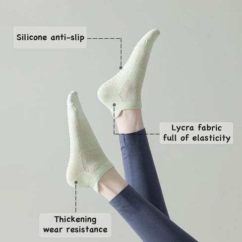 2 Pairs Pilates Socks Yoga Socks Athletic Socks Non-Slip With Grips for Women Pilates, Pure Barre, Pregnant, Barre Ballet Barefoot Workout Hospital in Kuwait
