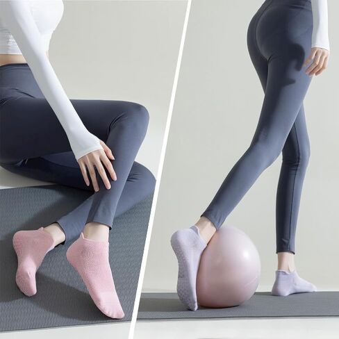 2 Pairs Pilates Socks Yoga Socks Athletic Socks Non-Slip With Grips for Women Pilates, Pure Barre, Pregnant, Barre Ballet Barefoot Workout Hospital in Kuwait